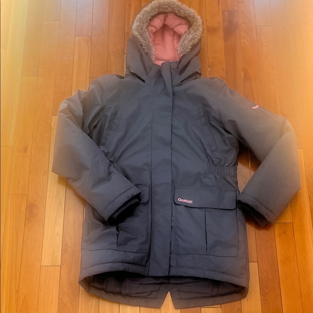 OshKosh B'gosh Charcoal Jacket with Pink Hood
